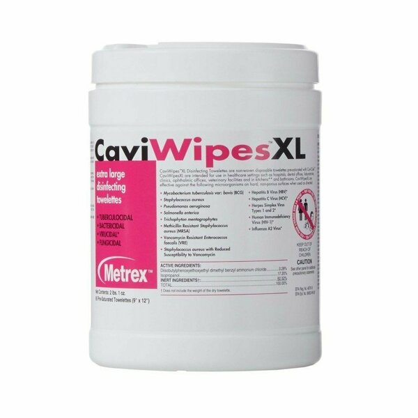Caviwipes Metrex Surface Disinfectant Alcohol-Based Wipes, 9 X 12in, 66PK 13-1150